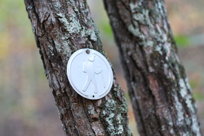 A trail marker at Ramsey Creek